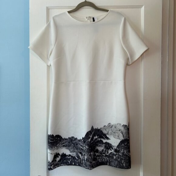 Short sleeved dress with mountain motif - Jrs. L - Picture 1 of 5